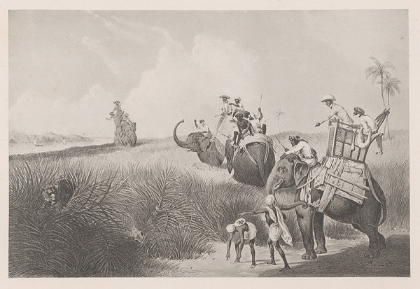 Emanuel Andrássy – Lovci na čerstvej stope tigra. Okolie Murserabatu (Motív z cesty po východnej Indii XI.) 