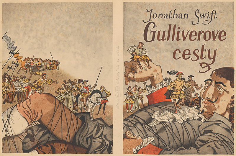 Vincent Hložník - Návrh na obálku ku knihe Jonathana Swifta Gulliverove cesty